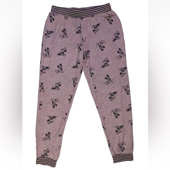 Disney Mickey Minnie Pink Gray Pajamas Jogger Set Small Soft Two-piece Cozy - Picture 5 of 16